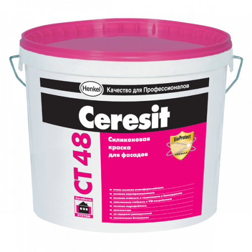 Краска фасадная силиконовая CERESIT СТ 48 15 л (транспорентная)