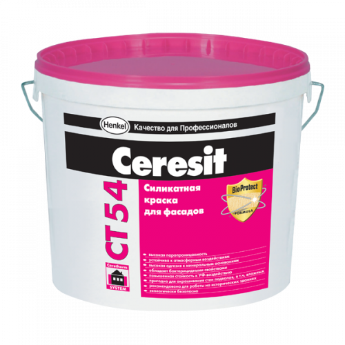 Краска фасадная силикатная CERESIT СТ 54 1 л